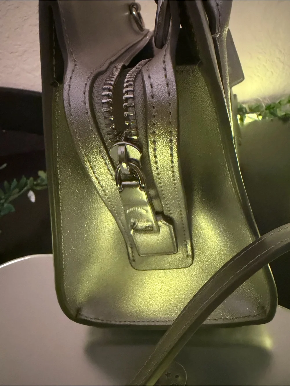 COACH Andrea Metallic Silver Mini Satchel with Star Charm NWT